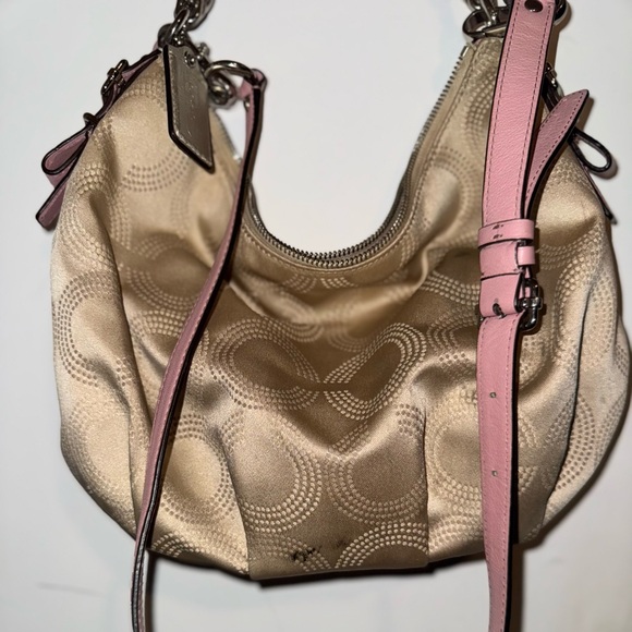 Coach B1276 Beige and Pink Shoulder Bag EUC - Picture 6 of 9